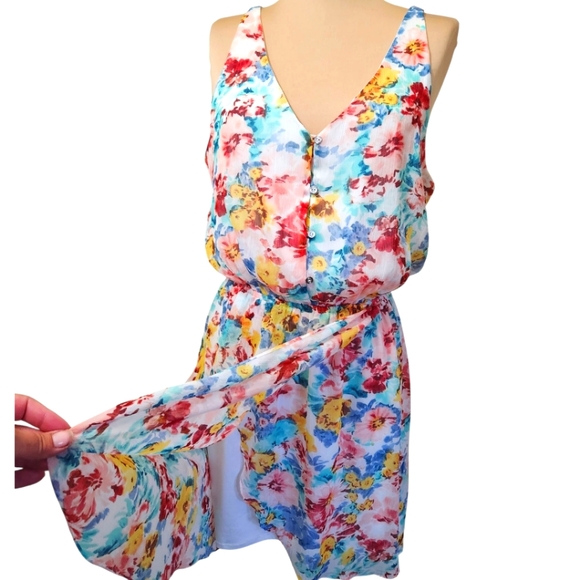 GUESS Floral Print Scoop Neck Mini Dress - Picture 5 of 14